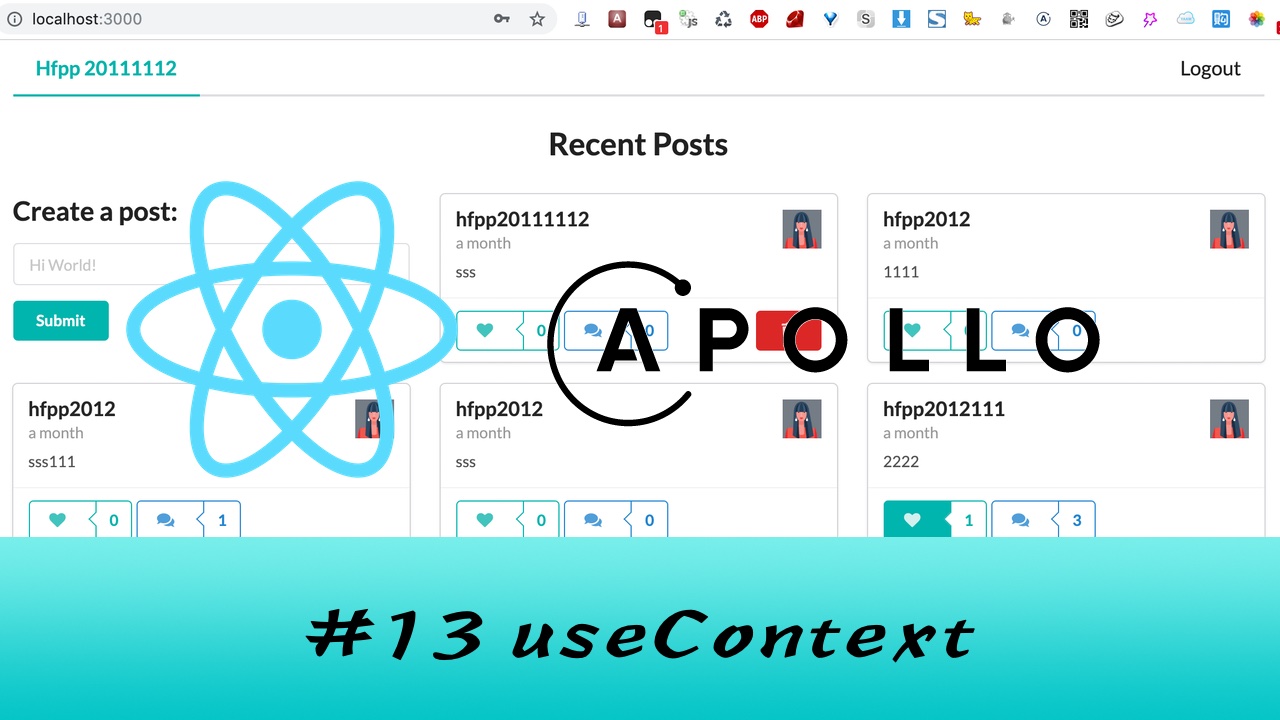 GraphQL + React Apollo + React Hook 大型项目实战 #13 使用 useContext 处理登录登出功能