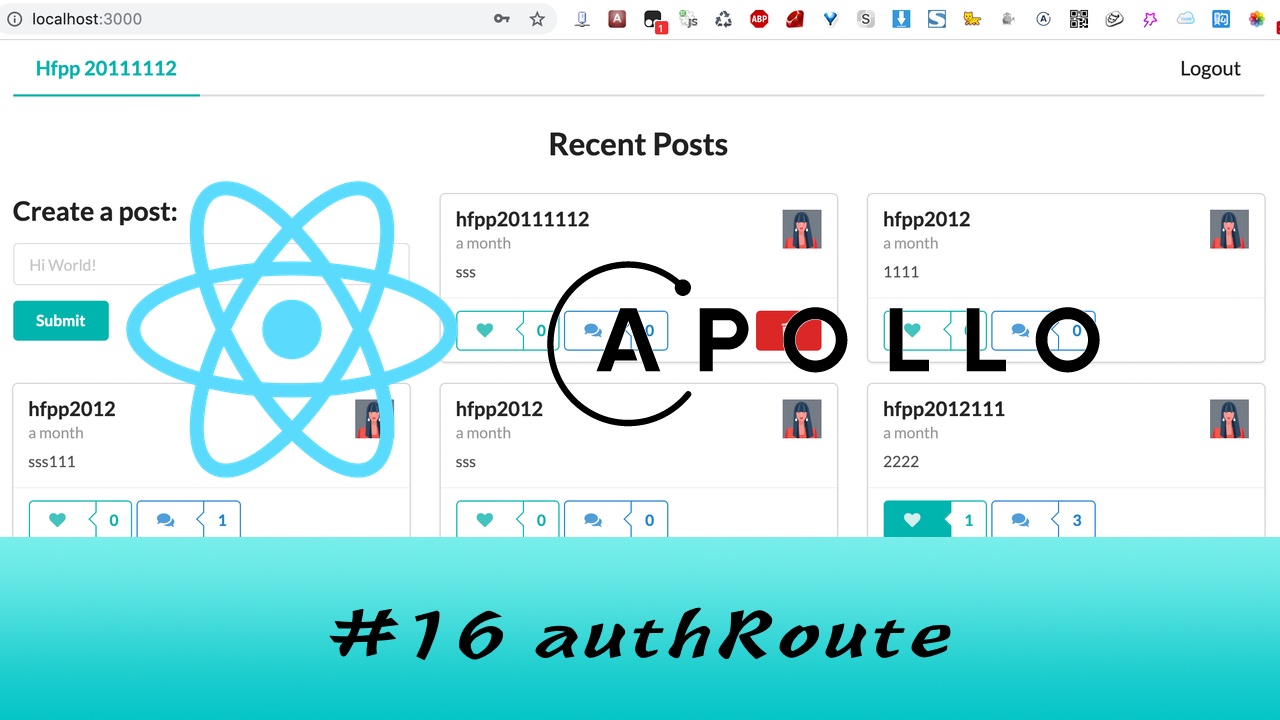 GraphQL + React Apollo + React Hook 大型项目实战 #16 自制 authRoute 保护路由