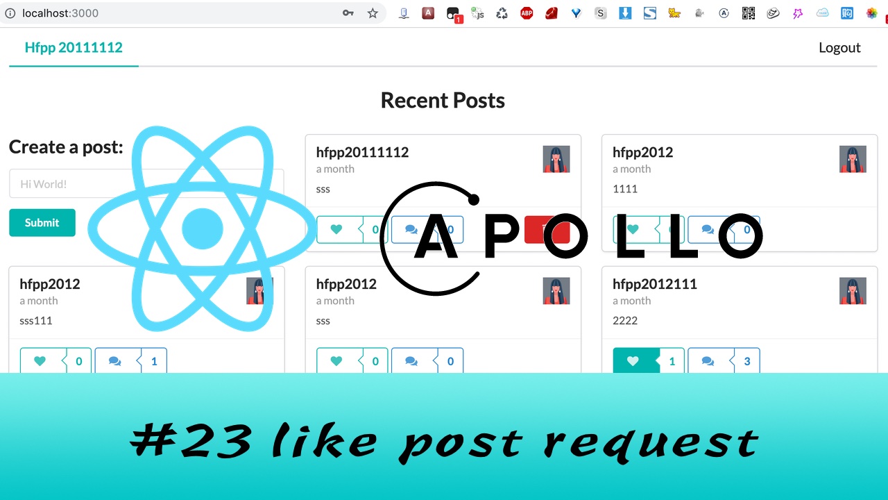 GraphQL + React Apollo + React Hook 大型项目实战 #23 完成喜欢 Post