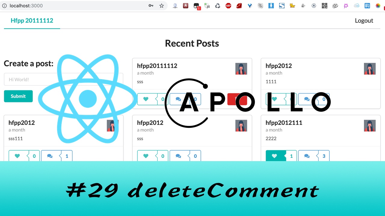 GraphQL + React Apollo + React Hook 大型项目实战 #29 删除评论