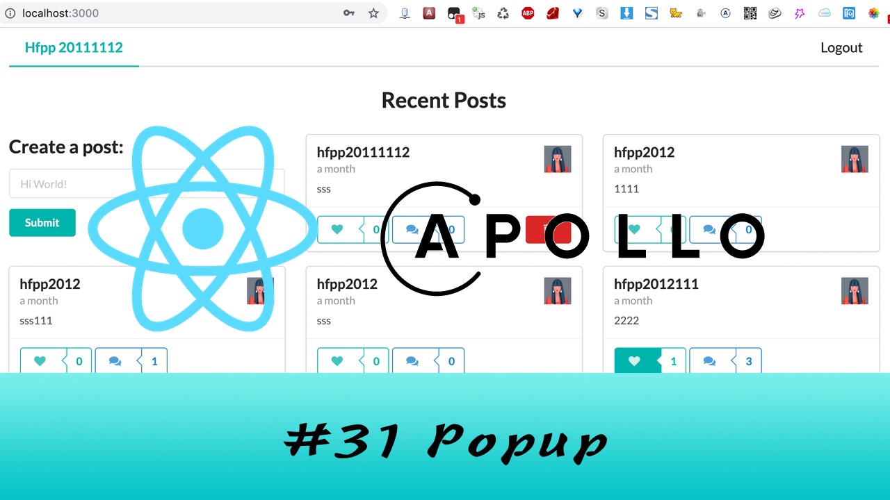 GraphQL + React Apollo + React Hook 大型项目实战 #31 气泡提示框 - Popup